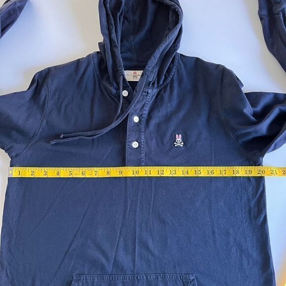 Psycho Bunny Men's Long Sleeve Placket Hoodie in Navy Pima Cotton Size Small EUC - Picture 6 of 8
